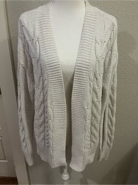 Cato Cream Beaded Cable Knit Open Cardigan